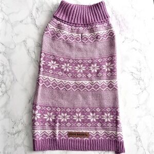 Eddie Bauer Maeve Fair Isle Purple Turtleneck Dog Sweater Size Large